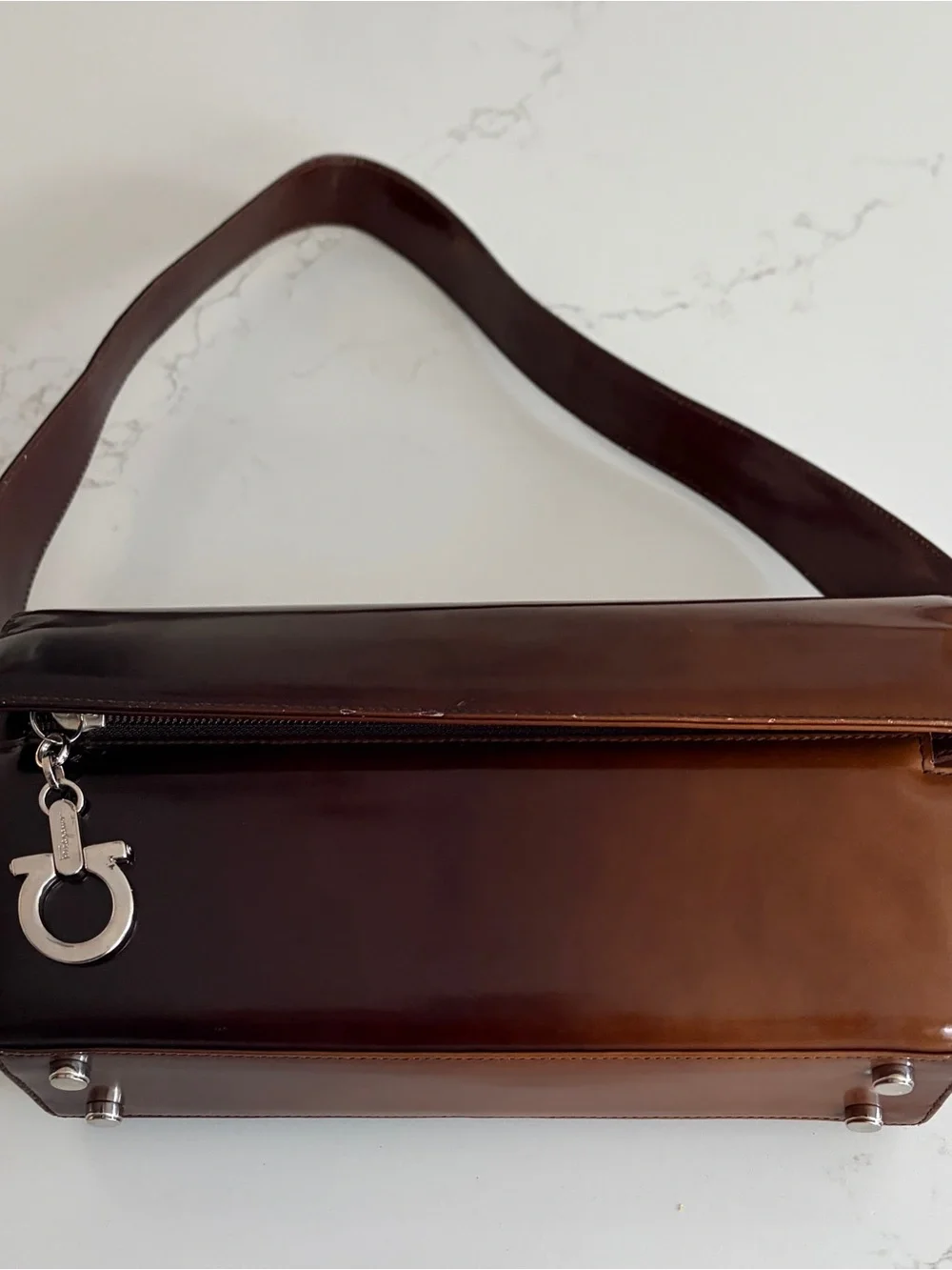 Vintage Salvatore Ferragamo Brown Ombré Leather Shoulder Bag